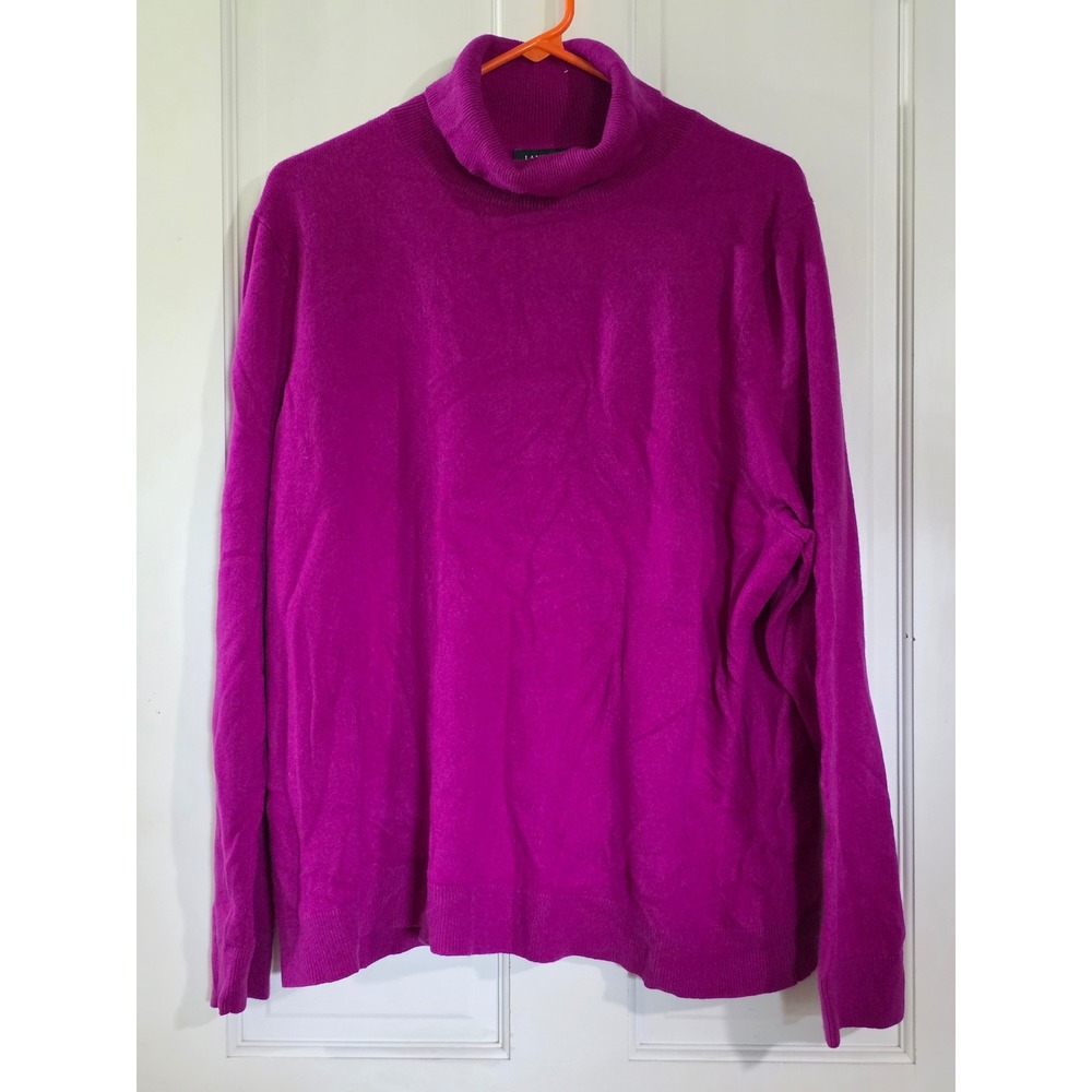 Lands End Womens 2X 100% Cashmere Turtleneck Sweater Magenta Purple 437188